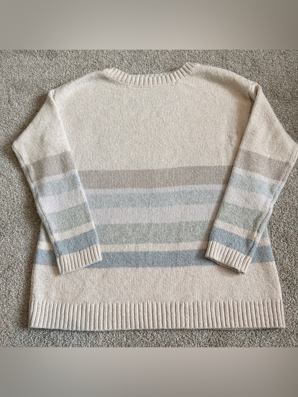 J. Jill  Sweater Women’s S Boat Neck Stripe Soft Knit Ivory Pullover Long Sleeve